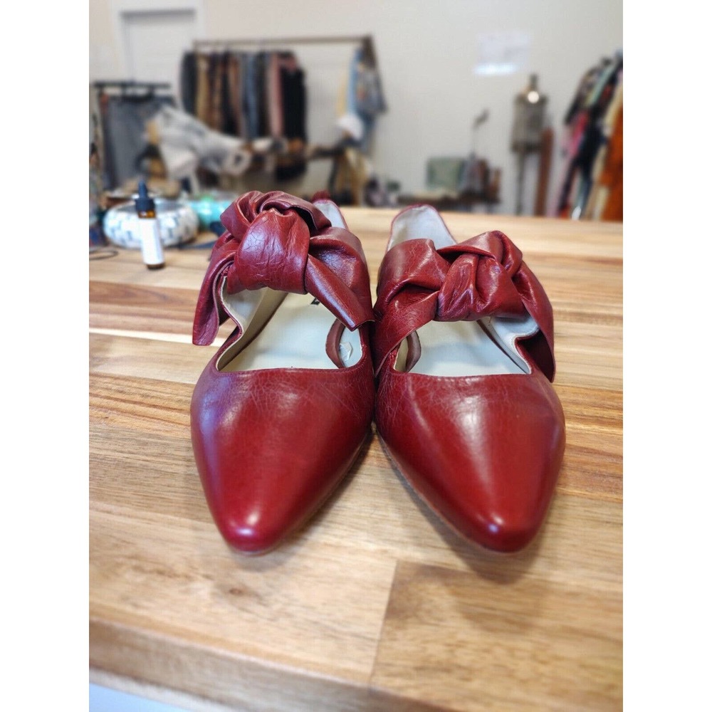 Zara Basics Red Bow Flats Size 38 Worn 1x Gorgeous - Picture 4 of 10